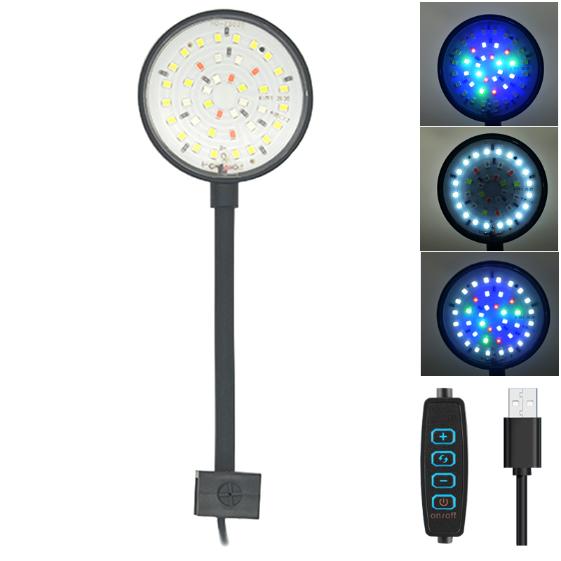 Marine Aquarium Lamp - USB 水族館 LED ランプ水槽ライト装飾水生植物複数のモード調光可能な明度フルスペクトルミニクリップライト 5V