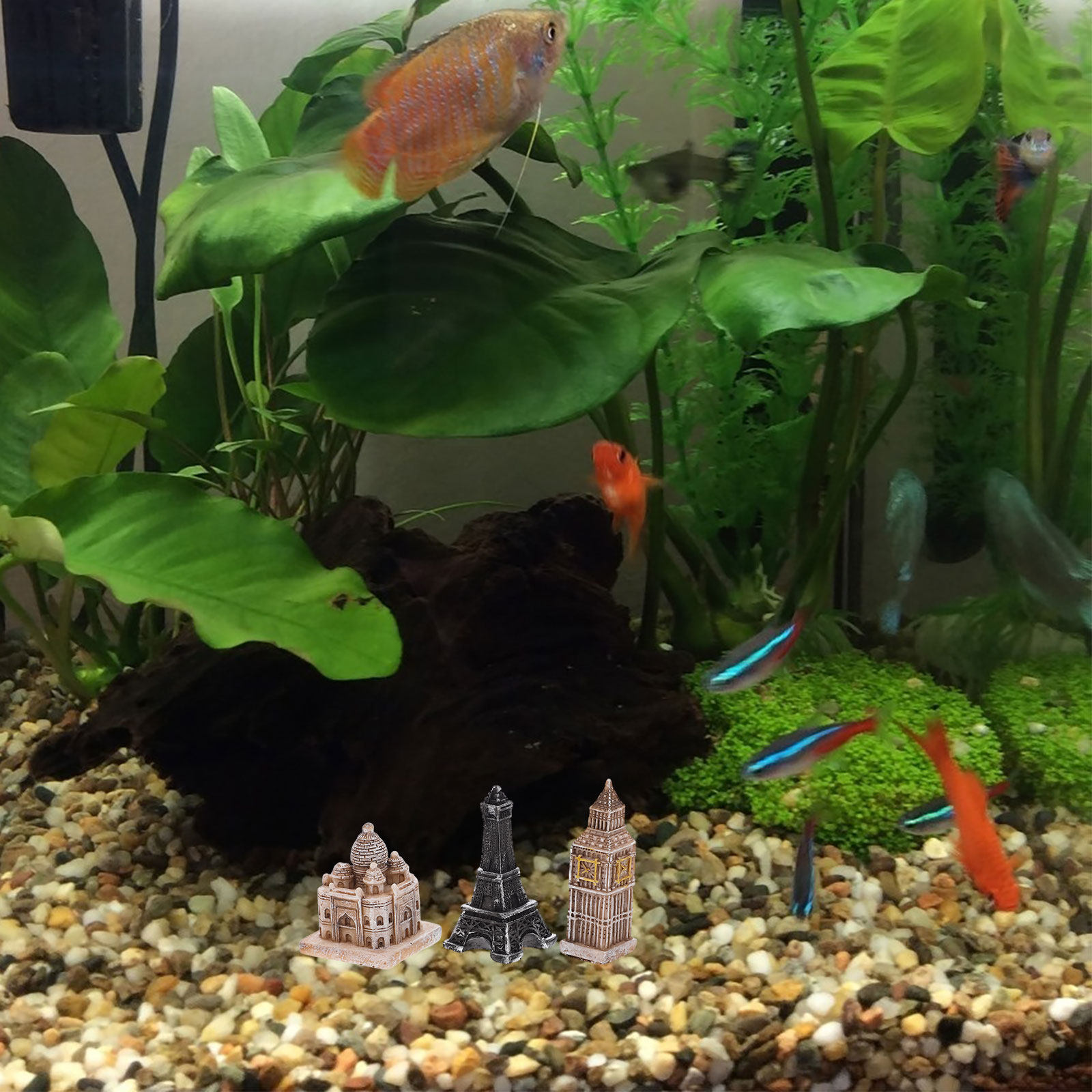 Aquarium & Marine Museum - 7 個のミニチュアローマ像詳細な樹脂彫刻家の装飾魚水槽アクセサリー風景歴史的建造物
