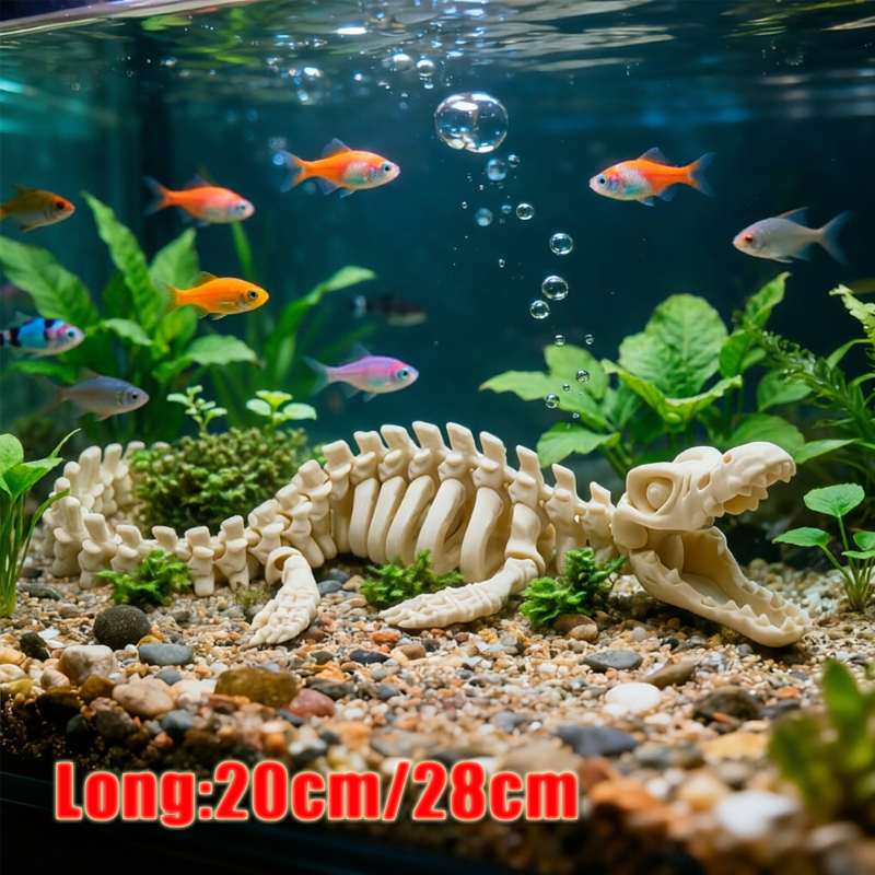 Marine Aquarium Used - 1個入りリアルなモササウルスの骨格模型、水槽装飾用、魚タンク装飾や海洋爬虫類展示に使用、20/28cm