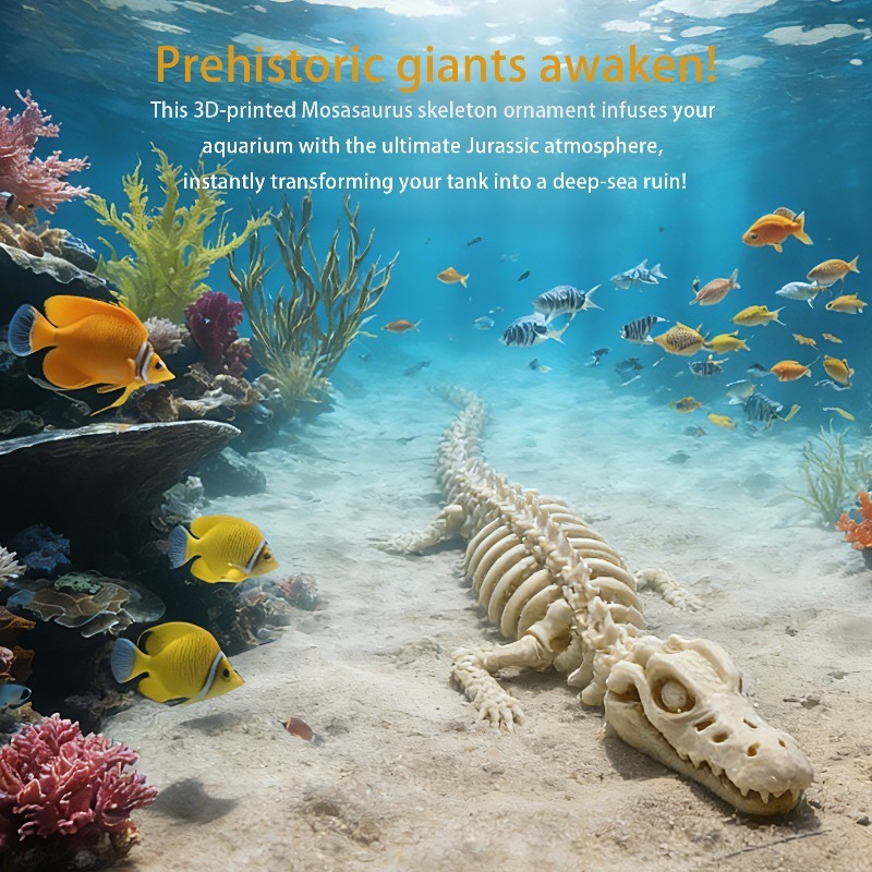 Marine Aquarium Used - リアルなモササウルスの骨格模型1個、水槽の装飾や海洋爬虫類の展示に使用されます。