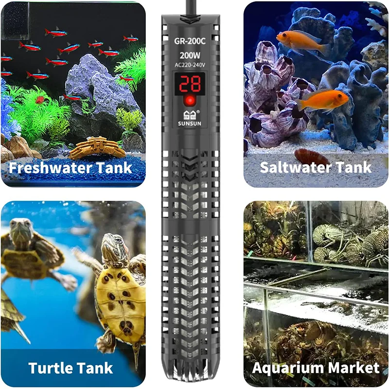 水族館用水中ヒーター デジタル表示 魚タンク用ヒーターロッド - Marine Aquarium Heater のレビューと価格