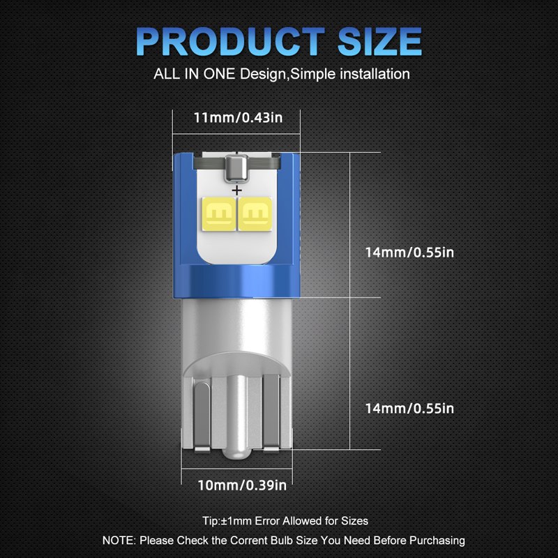 10x 194 168 T10 LED W5W LED 電球 - Actinic Blue Led のレビューと価格