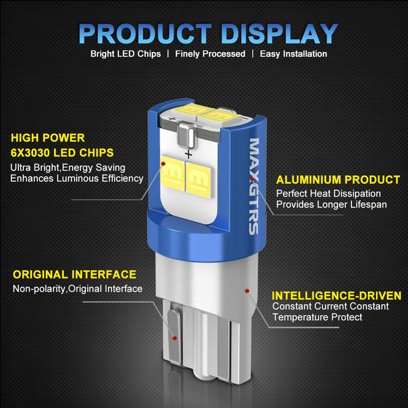 10x 194 168 T10 LED W5W LED 電球 - Actinic Blue Led のレビューと価格