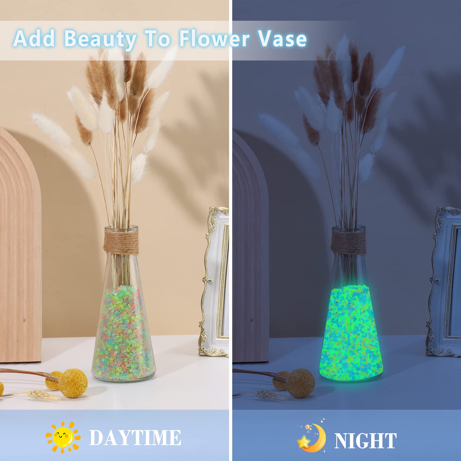 1000個の夜光砂、暗闇で光る小石、家の庭、屋外の小道、芝生 - Aquarium Marine Stone のレビューと価格