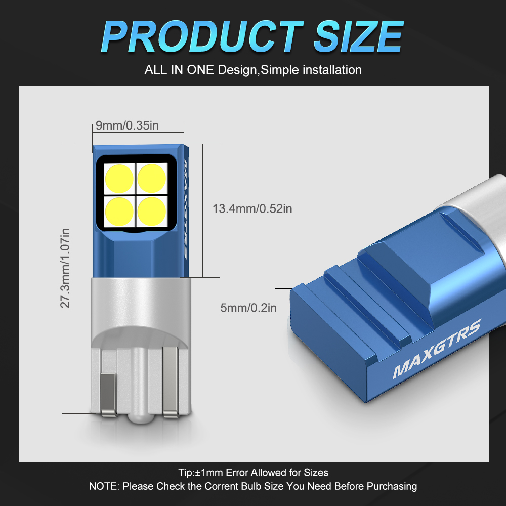 2個入り T10 LEDランプ W5W 168 194 LE - Actinic Blue Led のレビューと価格