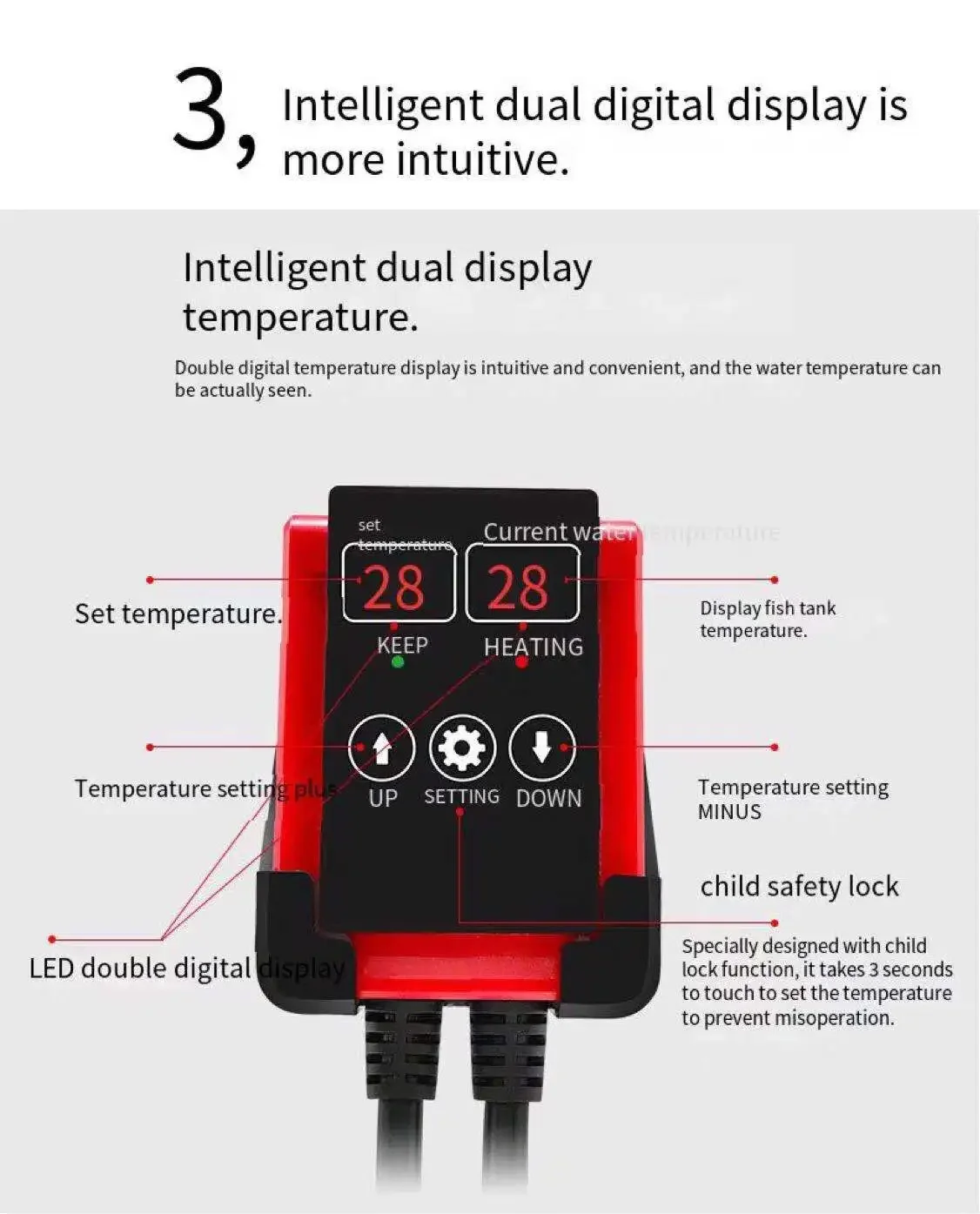 1000W 水槽用水中ヒーター 魚タンク用 LCDディスプレ - Marine Aquarium Heater のレビューと価格