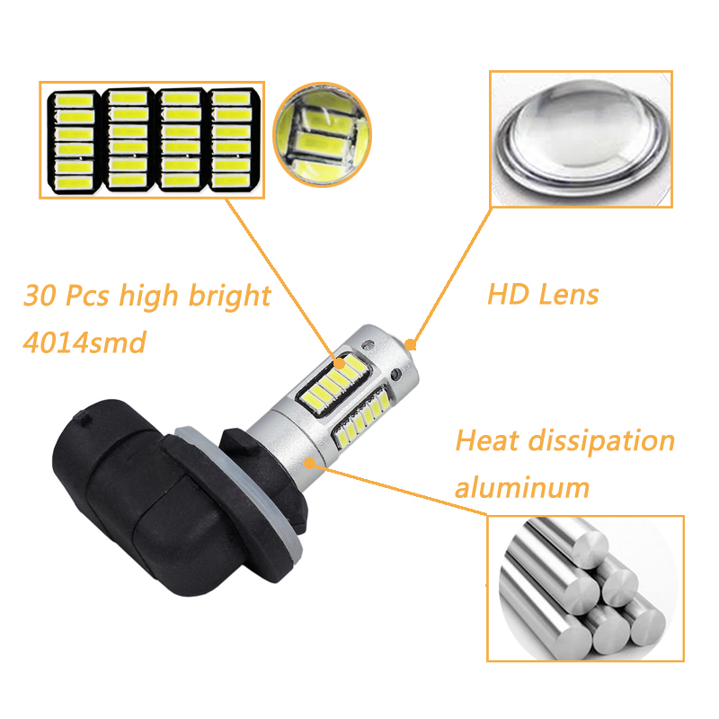 2個 H27 881 LED車用フォグランプ電球 4014  - Actinic Blue Led のレビューと価格