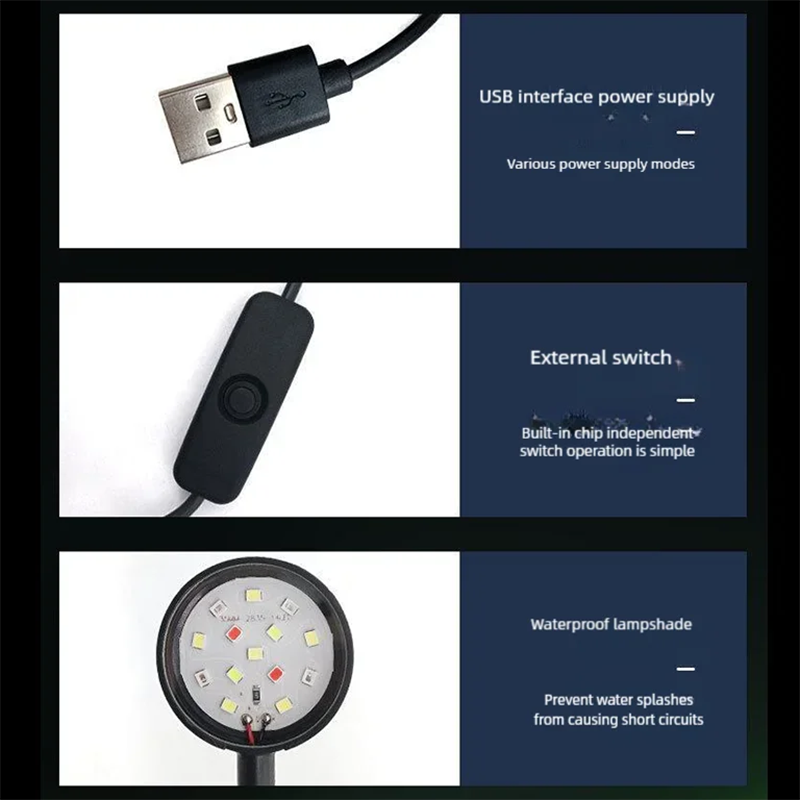 USB LED水槽クリップランプ高透明度明るい補助照明ミニ水 - Marine Aquarium Lamp のレビューと価格