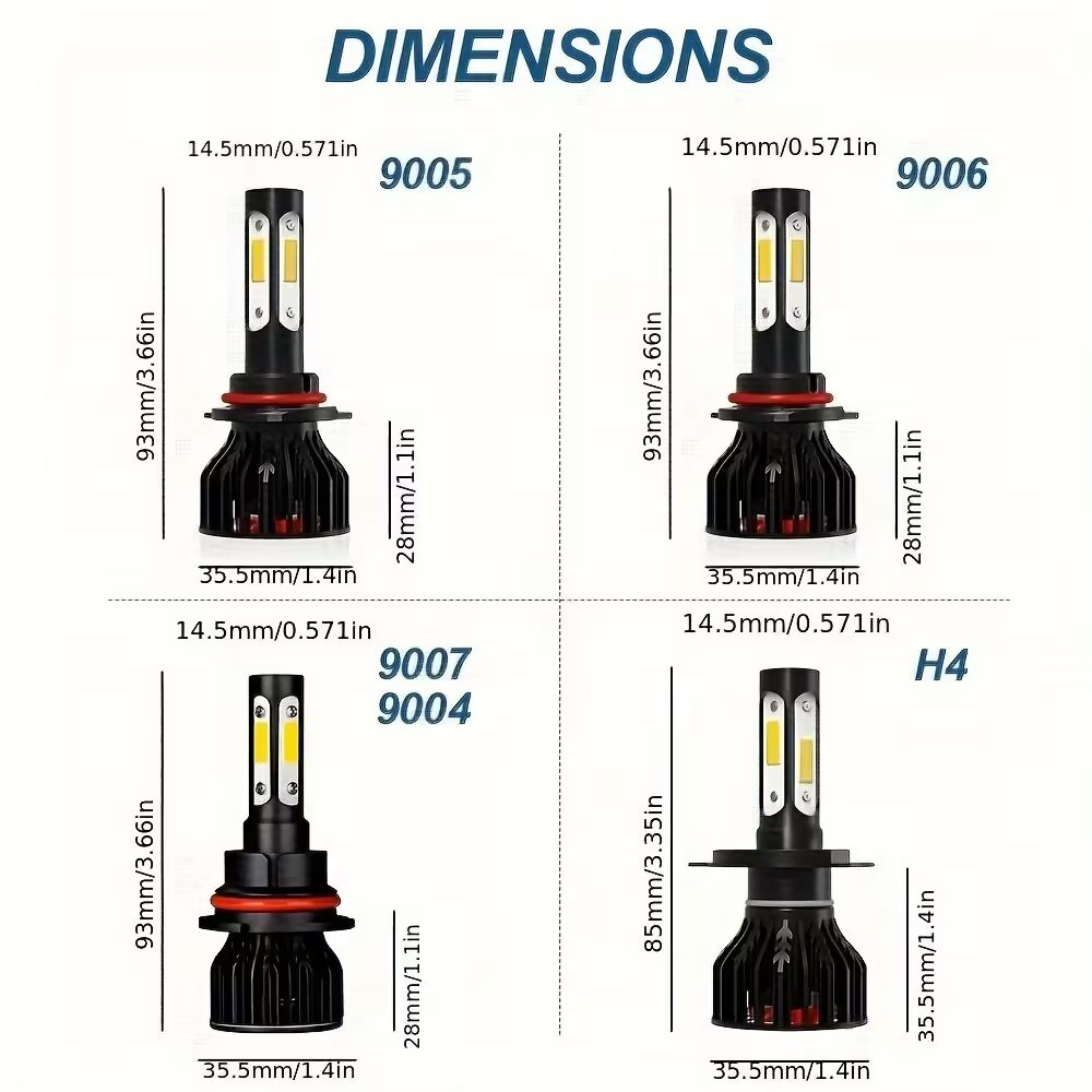 2 個新 4 サイド 9005/HB3 9006/HB4 H - Actinic Blue Led のレビューと価格