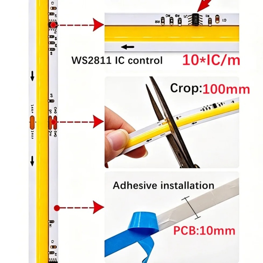 DC24V WS2811 アドレス指定可能なCOB LEDス - Actinic Blue Led のレビューと価格