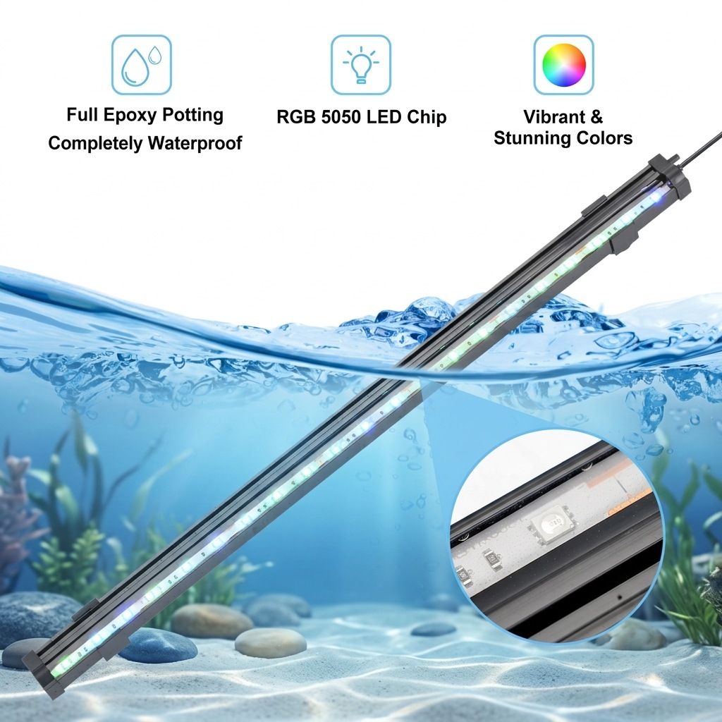 USB LED水槽エアバブルライト自動RGB変色魚タンクエア - Marine Aquarium Lamp のレビューと価格